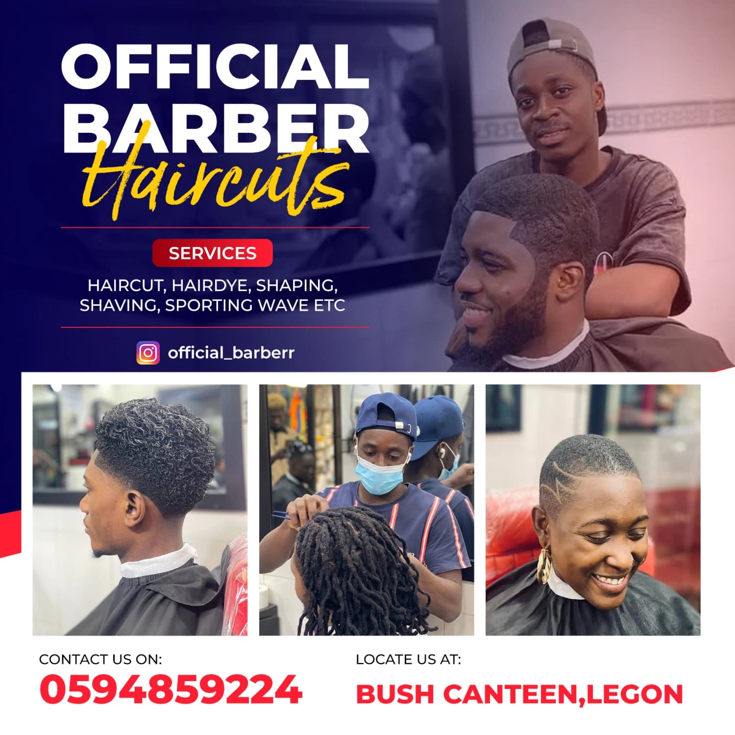 Promotional flier for a barbershop